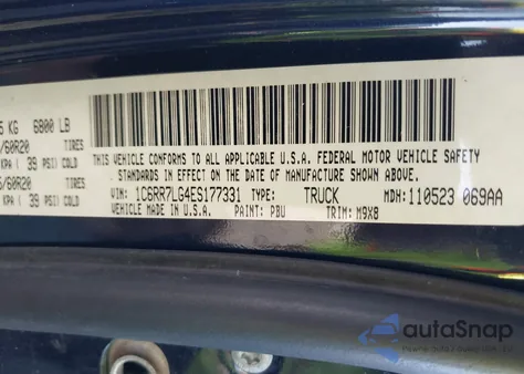 2014 Ram 1500 Big Horn из США, поврежденный, VIN 1C6RR7LG4ES177331